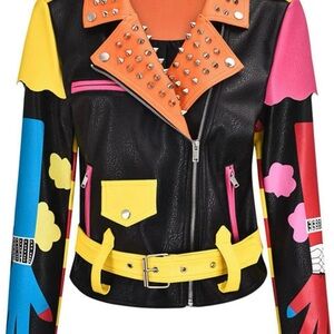 Azalea Wang Graffiti Kisses Vegan Leather Moto Jacket